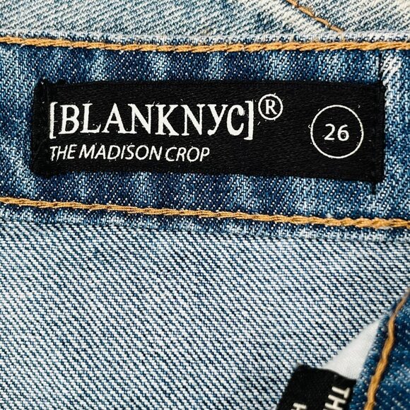 Blank NYC The Madison Crop Jeans SIze 26 Distressed  Light Wash High Rise - Picture 4 of 12